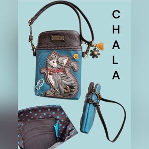 Chala Teal and Tiger Cat Crossbody Bag
